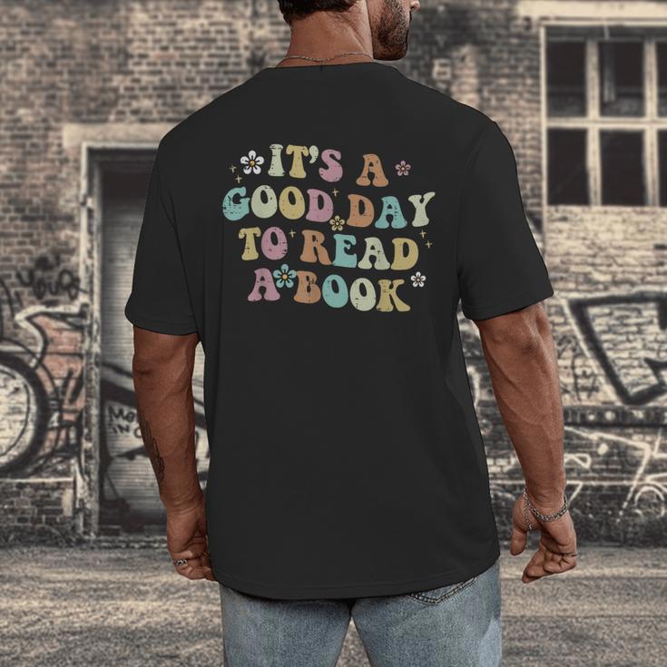 It's A Good Day To Read A Book Reading Librarian Teacher Kid Men's Back Print T-Shirt It's A Good Day To Read A Book Reading Librarian Teacher Kid Men's Back Print T-Shirt