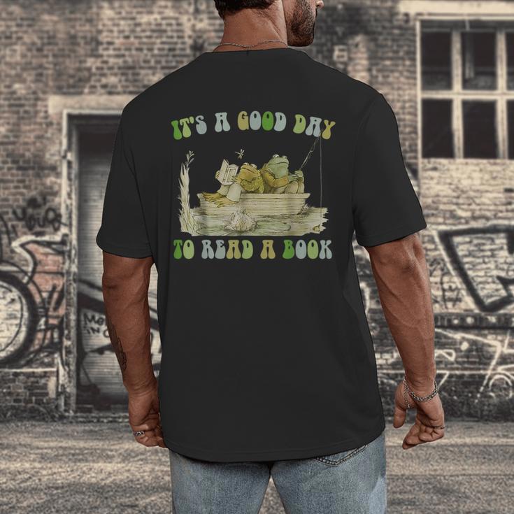 It's A Good Day To Read A Book Shirt Frog Reading Book Men's Back Print T-Shirt