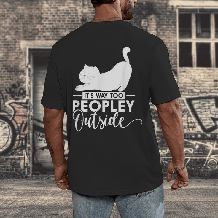 It's Way Too Peopley Outside Cute Cat Introvert Men's Back Print T-Shirt It's Way Too Peopley Outside Cute Cat Introvert Men's Back Print T-Shirt