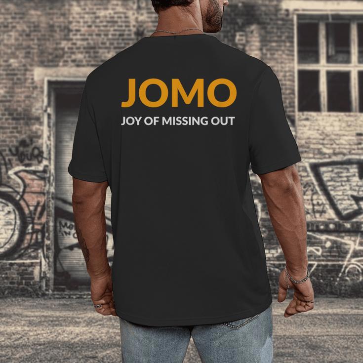 JOMO Joy Of Missing Out Introvert Men's Back Print T-Shirt JOMO Joy Of Missing Out Introvert Men's Back Print T-Shirt