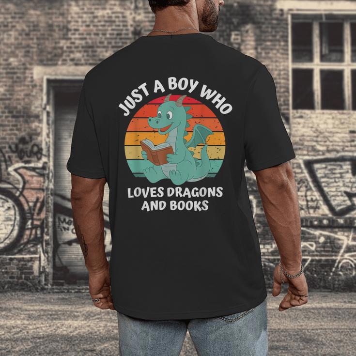 Just A Boy Who Loves Dragons And Books Kids Toddler Baby 5T Men's Back Print T-Shirt
