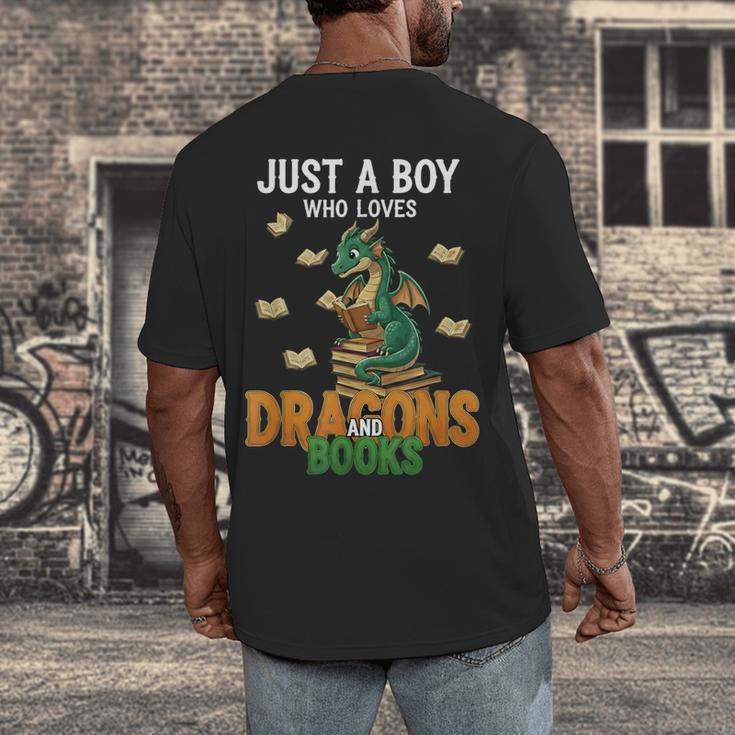 Just a Boy Who Loves Dragons And Books Reading Dragon Men's Back Print T-Shirt