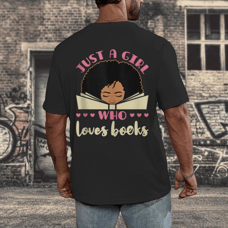 Just a Girl Who Loves Books African American Book Nerd Lover Men's Back Print T-Shirt Just a Girl Who Loves Books African American Book Nerd Lover Men's Back Print T-Shirt