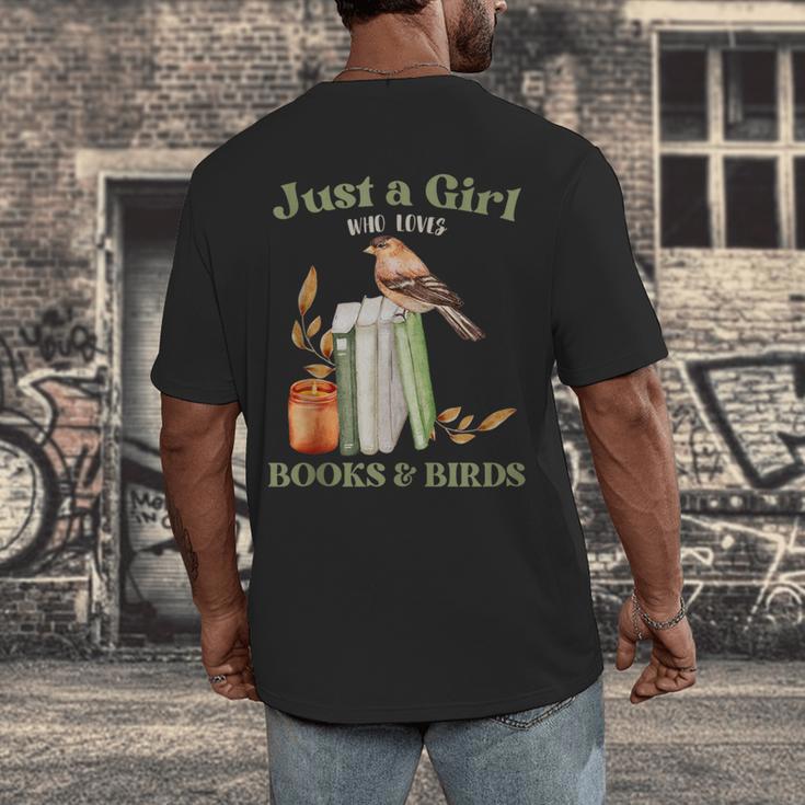 Just a Girl Who Loves Books And Birds Book Reading Bird Love Men's Back Print T-Shirt