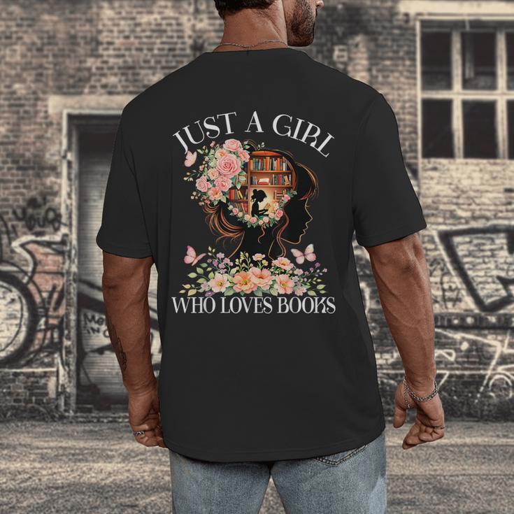 Just A Girl Who Loves Books Book Lover Reading For Women Men's Back Print T-Shirt
