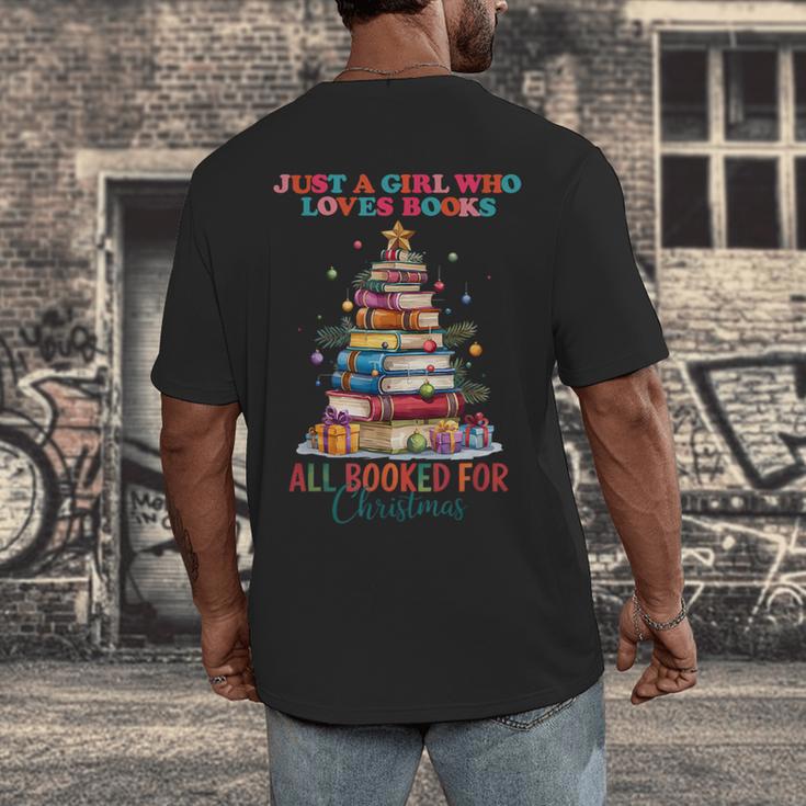 Just a Girl Who Loves Books All Booked For Christmas Men's Back Print T-Shirt