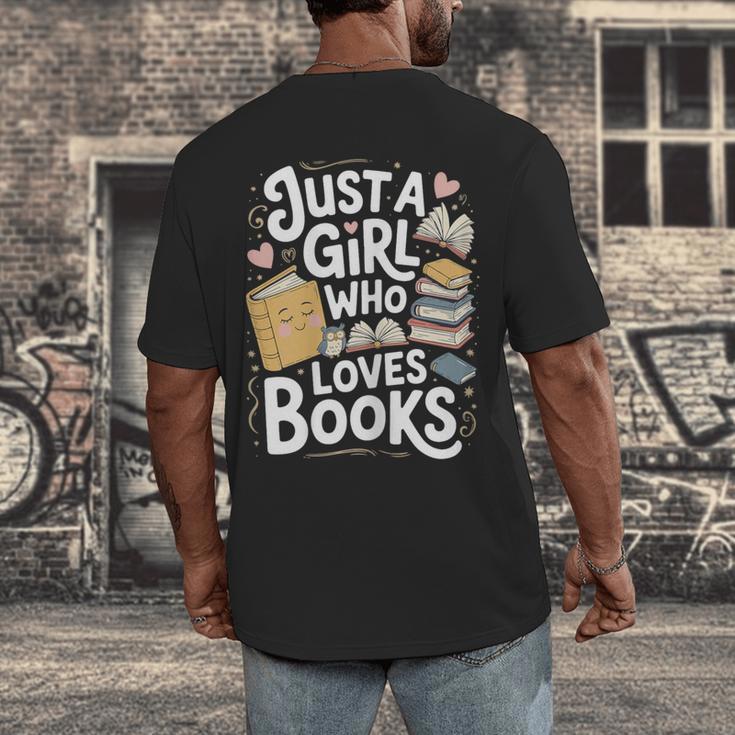 Just a Girl Who Loves Books Bookish Readers Book Lover Girls Men's Back Print T-Shirt