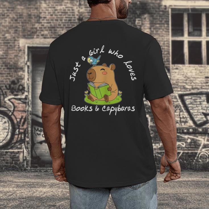 Just a Girl Who Loves Books And Capybaras Men's Back Print T-Shirt Just a Girl Who Loves Books And Capybaras Men's Back Print T-Shirt