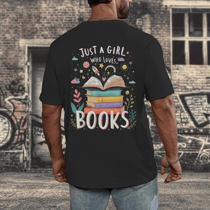 Just a Girl Who Loves Books Cute Book Lover Bookworm Men's Back Print T-Shirt Just a Girl Who Loves Books Cute Book Lover Bookworm Men's Back Print T-Shirt