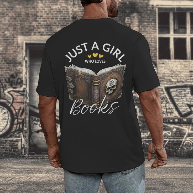 Just A Girl Who Loves Books Witchcraft Spell Book Halloween Men's Back Print T-Shirt Just A Girl Who Loves Books Witchcraft Spell Book Halloween Men's Back Print T-Shirt