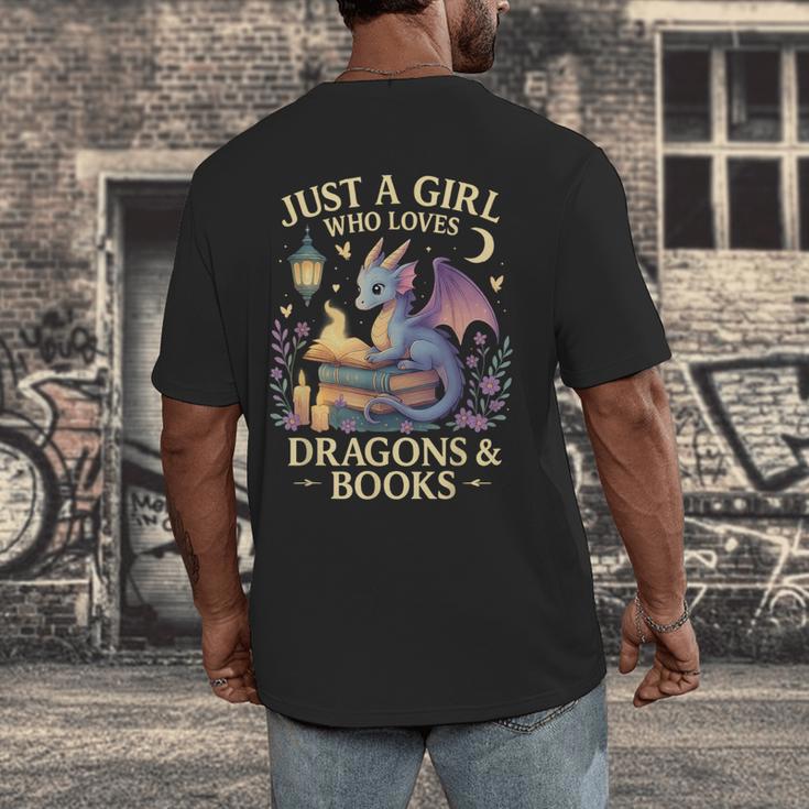 Just a Girl Who Loves Cute Dragons And Books Men's Back Print T-Shirt Just a Girl Who Loves Cute Dragons And Books Men's Back Print T-Shirt