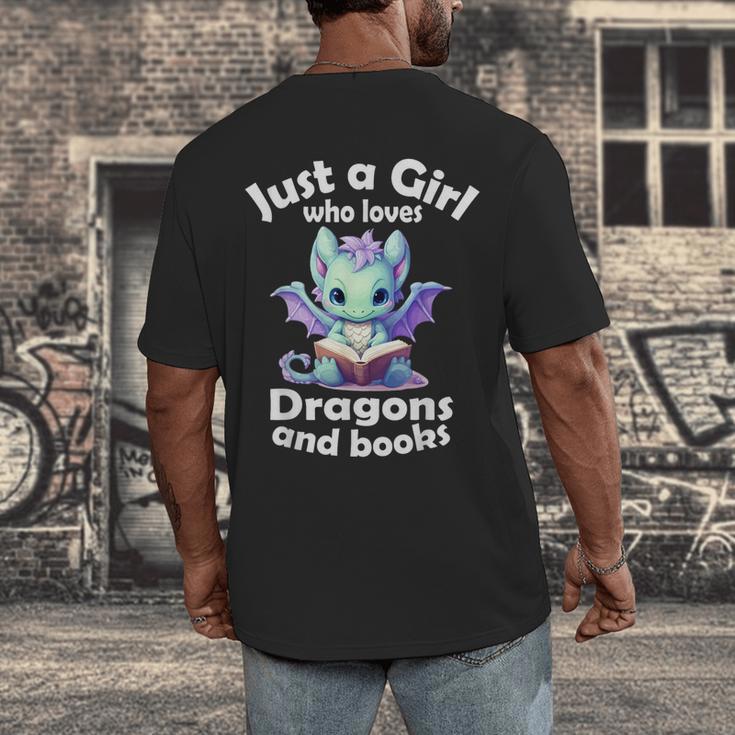Just a Girl Who Loves Dragons And Books Dragon For Kids Men's Back Print T-Shirt Just a Girl Who Loves Dragons And Books Dragon For Kids Men's Back Print T-Shirt