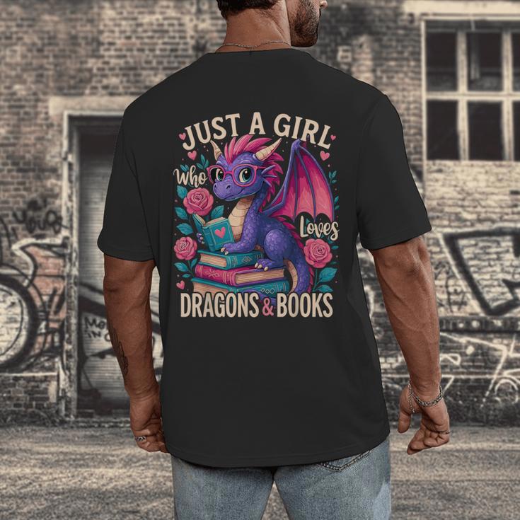 Just a Girl Who Loves Dragons And Books Dragon Men's Back Print T-Shirt Just a Girl Who Loves Dragons And Books Dragon Men's Back Print T-Shirt