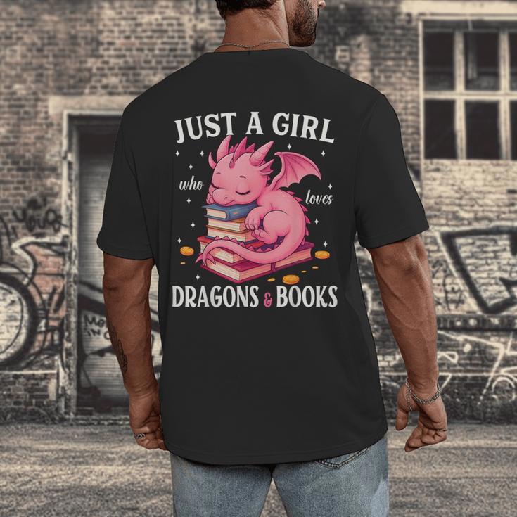 Just A Girl Who Loves Dragons And Books Dragon Reading Lover Men's Back Print T-Shirt