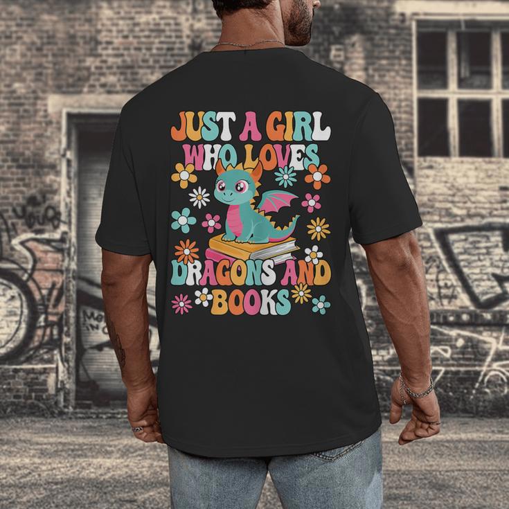 Just A Girl Who Loves Dragons And Books Reading Bookworm Men's Back Print T-Shirt