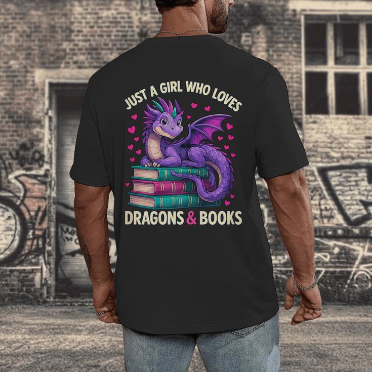 Just a Girl Who Loves Dragons And Books Reading Men's Back Print T-Shirt