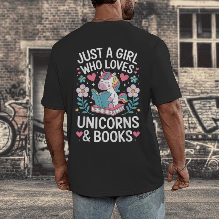 Just a Girl Who Loves Unicorns And Books Men's Back Print T-Shirt Just a Girl Who Loves Unicorns And Books Men's Back Print T-Shirt