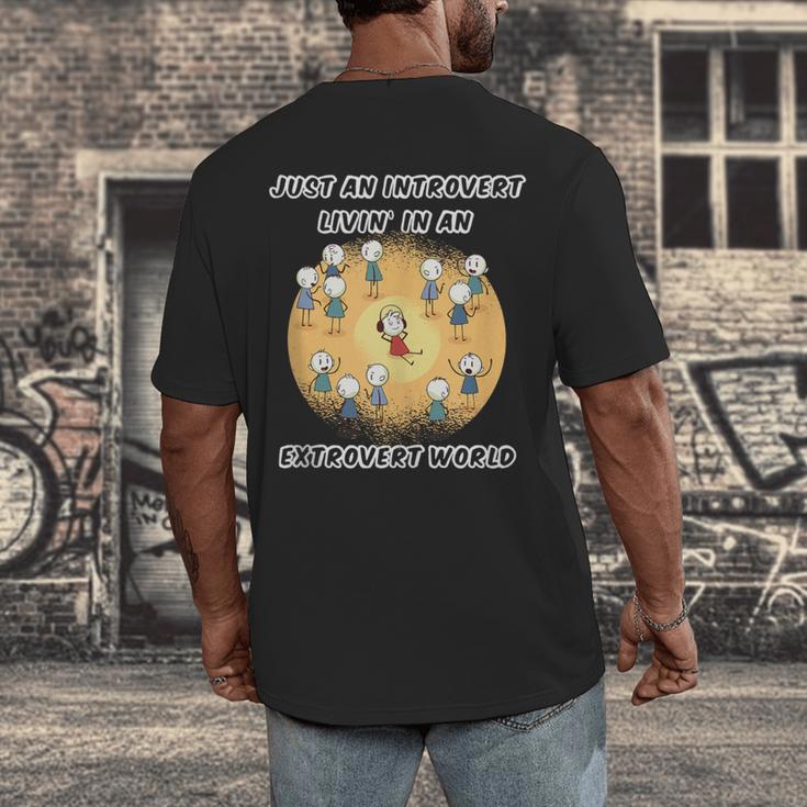 Just An Introvert Living In An Extrovert World Stickmen Men's Back Print T-Shirt
