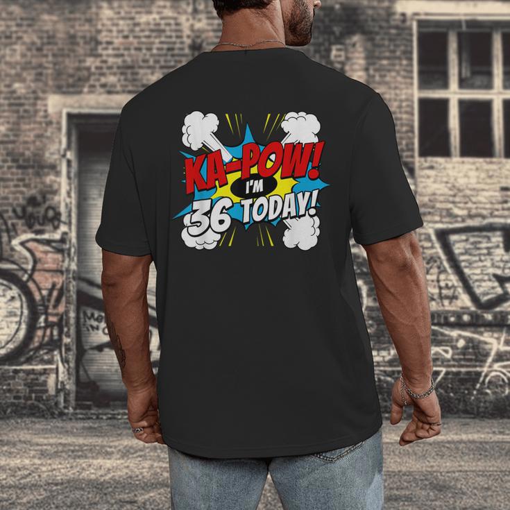Ka-Pow 36 Years Old Comic Book 36th Birthday Super Hero Men's Back Print T-Shirt