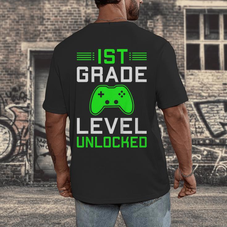Kids 1st Grade Level Unlocked Back To School Gamer Graduation Men's Back Print T-Shirt