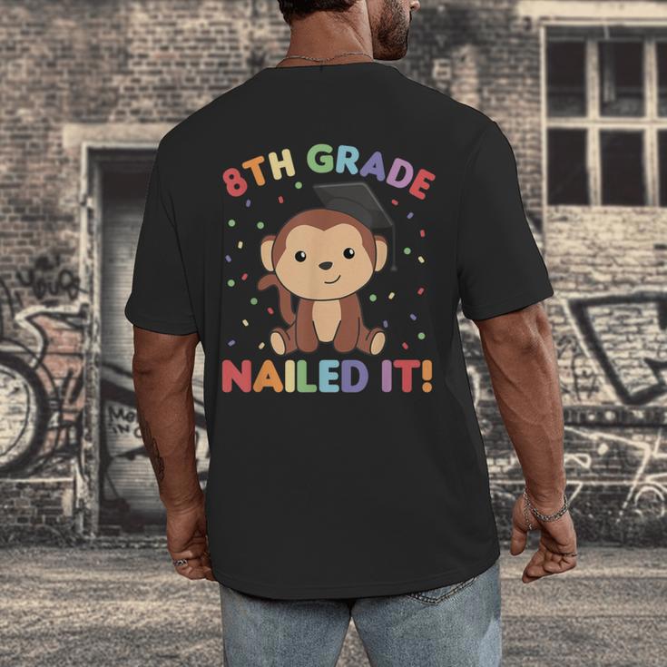 Kids 8th Grade Nailed It Monkey Graduation Men's Back Print T-Shirt