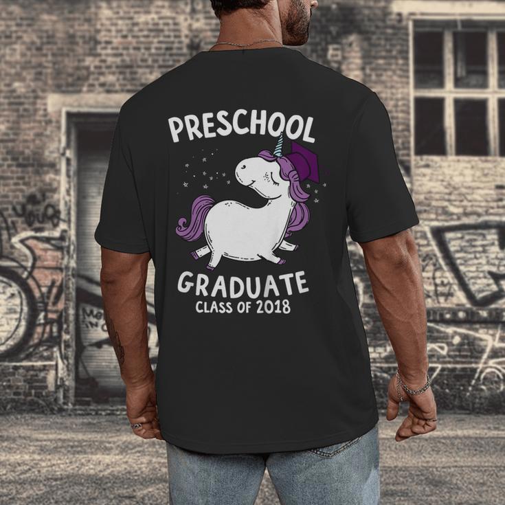 Kids Class Of 2018 Unicorn Preschool Graduation For Girls Men's Back Print T-Shirt