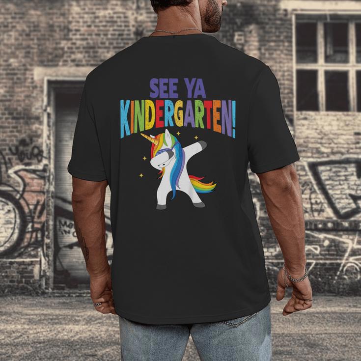 Kids Dabbing Unicorn Kindergarten Graduation See Ya Men's Back Print T-Shirt