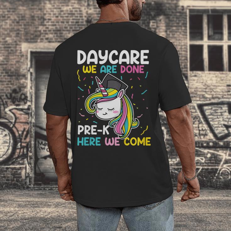 Kids Daycare Graduation Unicorn Last Day Of School Kids Men's Back Print T-Shirt