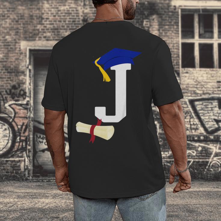 Kids Initial J Letter For Boys Preschool Graduation Kindergarten Men's Back Print T-Shirt