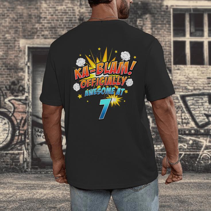 Kids Ka-Blam 7 Year Old Boys 7th Birthday Comic Book Super Hero Men's Back Print T-Shirt Kids Ka-Blam 7 Year Old Boys 7th Birthday Comic Book Super Hero Men's Back Print T-Shirt