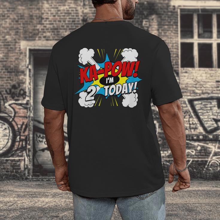 Kids Ka-Pow 2 Years Old Kids 2nd Birthday Comic Book Super Hero Men's Back Print T-Shirt Kids Ka-Pow 2 Years Old Kids 2nd Birthday Comic Book Super Hero Men's Back Print T-Shirt