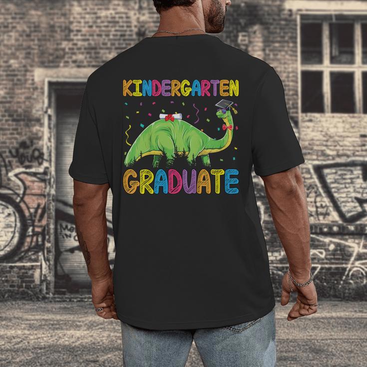Kids Kindergarten Graduate Dinosaur Kindergarten Graduation Men's Back Print T-Shirt
