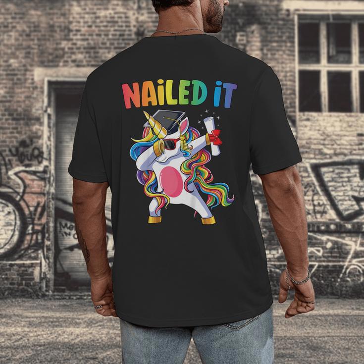 Kids Kindergarten Graduation Shirt Unicorn Graduate Nailed It Men's Back Print T-Shirt