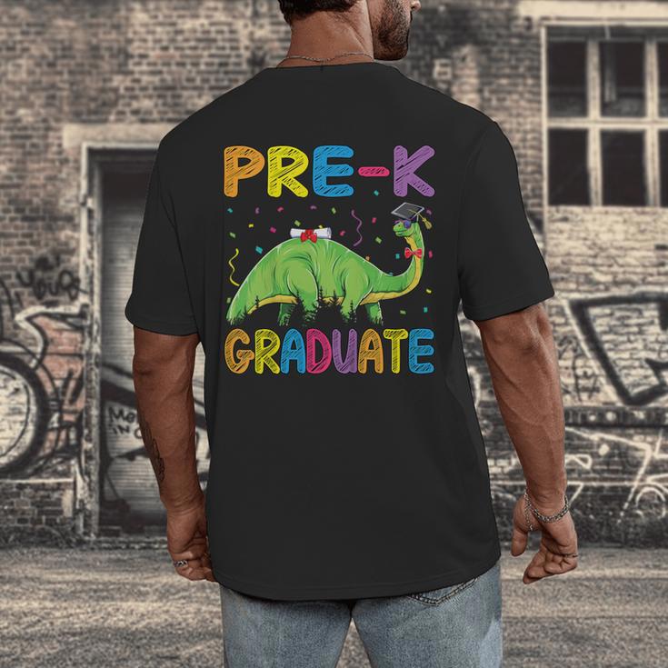 Kids Pre-K Graduate Brontosaurus Dino Pre Kindergarten Graduation Men's Back Print T-Shirt