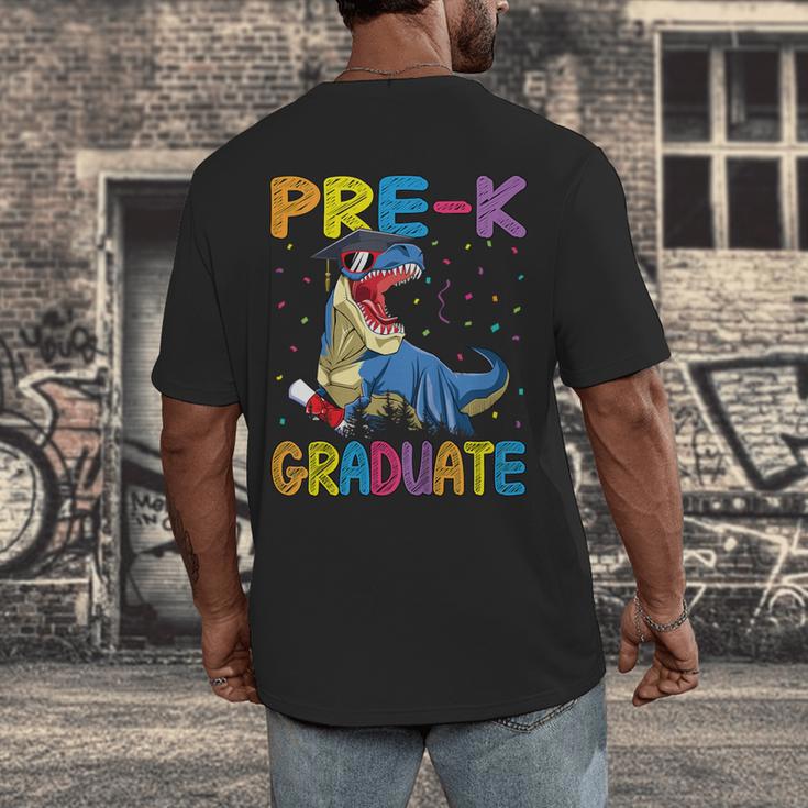 Kids Pre-K Graduate Dinosaur T-Rex Pre Kindergarten Graduation Men's Back Print T-Shirt