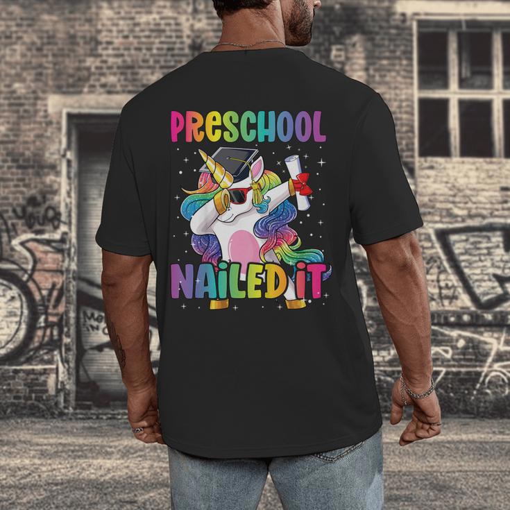 Kids Preschool Graduate Unicorn Nailed It Preschool Graduation Men's Back Print T-Shirt