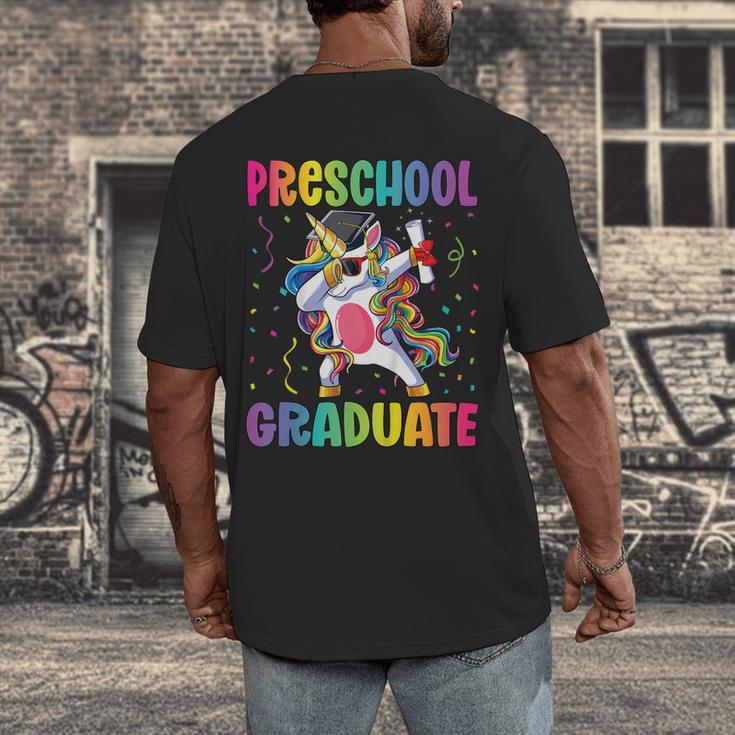 Kids Preschool Graduation Dab Unicorn Preschool Graduate Men's Back Print T-Shirt