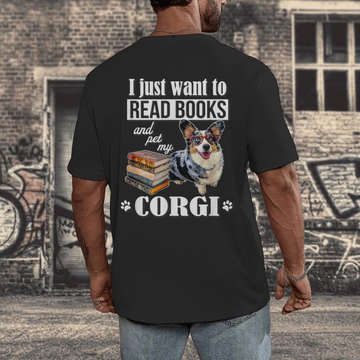Kids Read Books & Pet My Blue Merle Corgi Lover Men's Back Print T-Shirt
