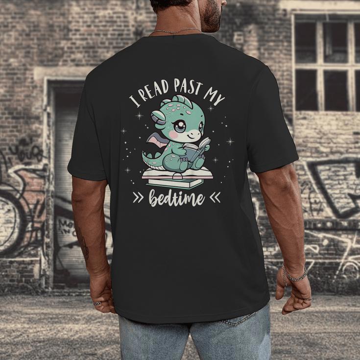 Kids I Read Past My Bedtime Cute Book Dragon Pajama Men's Back Print T-Shirt