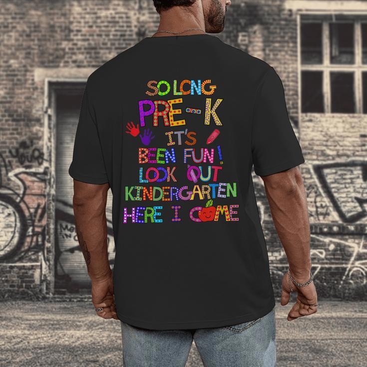 Kids So Long Kindergarten Here I Come Pre-K Graduation Graduate Men's Back Print T-Shirt
