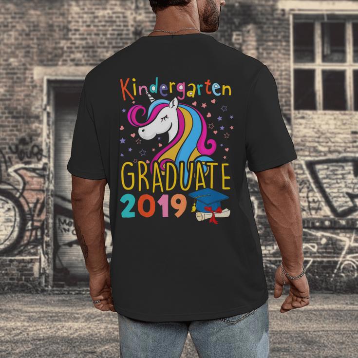 Kids Unicorn Kindergarten Graduation Graduate Shirt Men's Back Print T-Shirt
