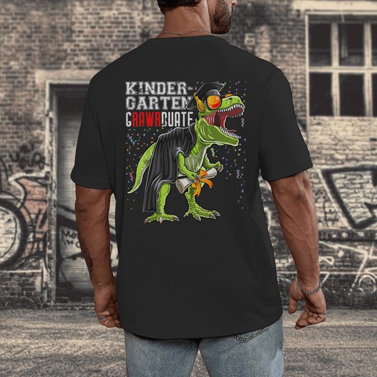 Kindergarten Grawrduate Dinosaur Graduation Cap Shirt Men's Back Print T-Shirt