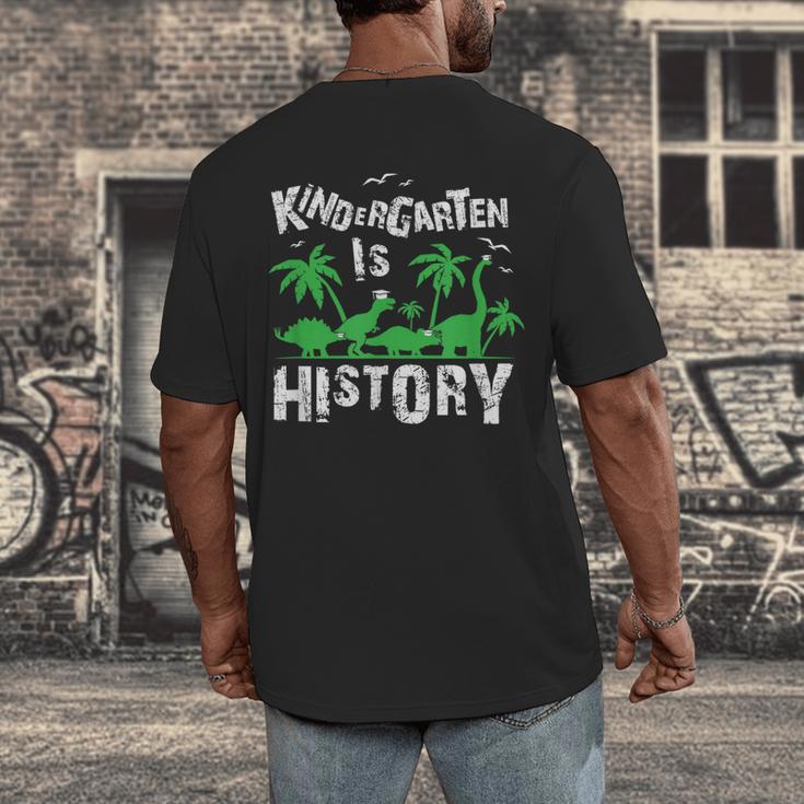 Kindergarten Is History Dinosaur Graduation Men's Back Print T-Shirt