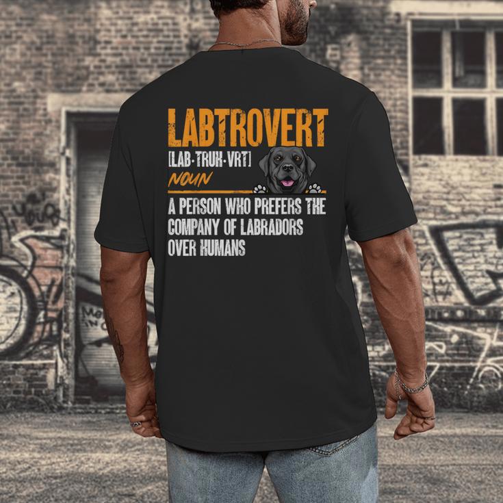 Labrador Retriever Labtrovert Definition Introvert Labrador Men's Back Print T-Shirt