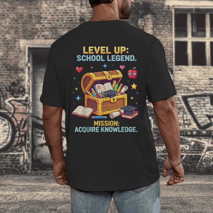 Level Up School Legend Video Game Pixel Art Graduation Men's Back Print T-Shirt