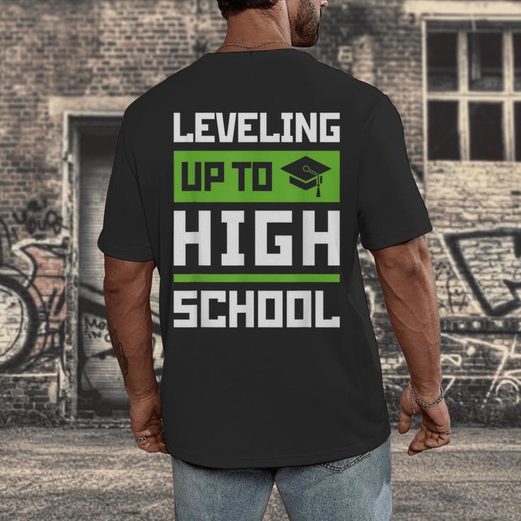 Leveling Up To High School Tee Shirt Gaming Graduation Men's Back Print T-Shirt