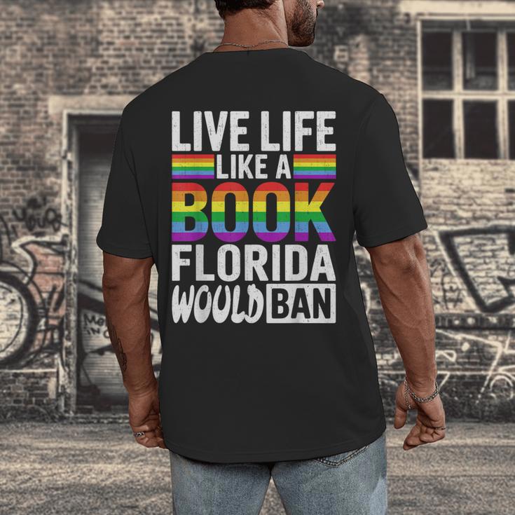 LGBTQ Quote Live Life Like A Banned Rainbow Book Men's Back Print T-Shirt
