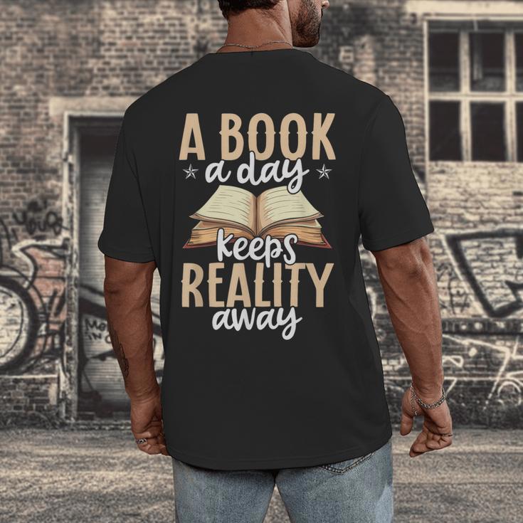 Librarian A Book A Day For Book Lover Reading Library Men's Back Print T-Shirt Librarian A Book A Day For Book Lover Reading Library Men's Back Print T-Shirt