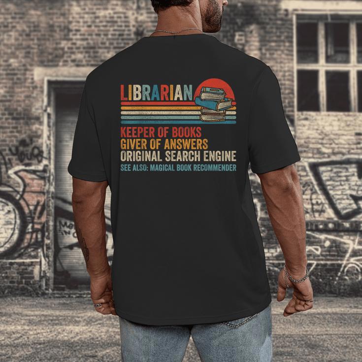 Librarian Definition Book Lover Library Workers Day Men's Back Print T-Shirt