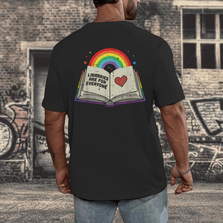 Libraries Are For Everyone Book LGBTQ Ally Gay Pride Month Men's Back Print T-Shirt